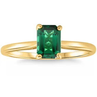 Pompeii3 1Ct Emearald Solitaire Ring 10k Yellow Gold Lab Grown