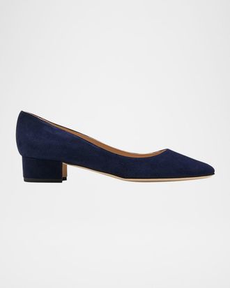 Manolo Blahnik Lista Suede Block-Heel Pumps