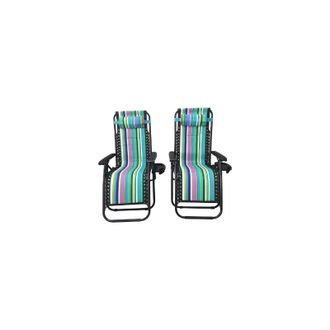 Romo Set di 2 Sdraio pieghevole per giardino e spiaggia, a righe blu
