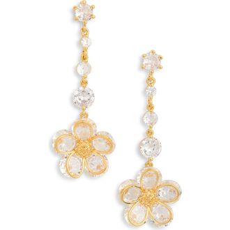 Eye Candy Los Angeles Lara Cubic Zirconia Flower Linear Drop Earrings in Gold at Nordstrom Rack