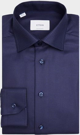 Eton Mens Contemporary-Fit Organic Cotton Check Dress Shirt
