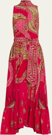 Camilla Kissed By A Cobra Tie-Neck Maxi Dress