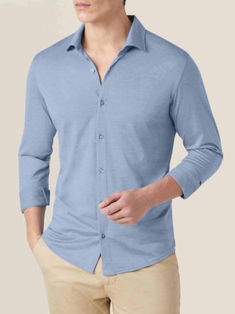 Luca Faloni Light Blue Silk-Cotton Como Shirt