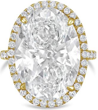 Diana M. Jewels 14kt yellow gold 2ct lab grown Oval Diamond Halo Pav&eacute; Ring