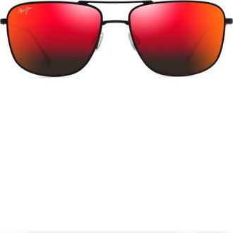 Maui Jim Mikioi 54mm PolarizedPlus2 Aviator Sunglasses in Matte Black at Nordstrom