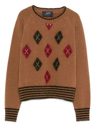Seafarer diamond-pattern crew-neck sweater - women - Fabric - M - Brown