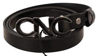 Costume National Leather Letter Logo Buckle Womens Belt