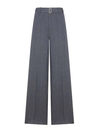 Lardini Tailored Pinstripe Linen Palazzo Trousers