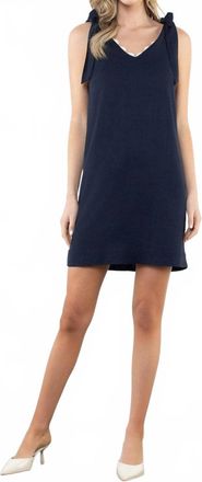 THML Clothing Eleanor Tie Shoulder Dress In Navy