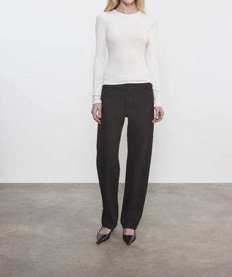 Enza Costa Silk Rib Essential Crew In Chalk
