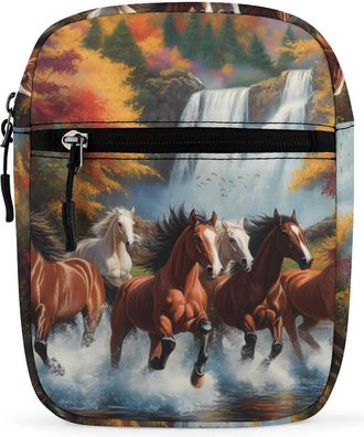 Generic Horses Running River Autumn Trendy Crossbody Bag for Men Women Small Satchel Men Sling Adjustable Shoulder Strap Messenger