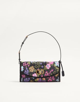 Valentino Garavani Valentino Garavani DeVain Small Shoulder Bag in Moir&eacute; Papier Floral Fabric Woman MULTICOLOURED UNI