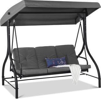 Best Choice Products 3-Seat Outdoor Converting Canopy Swing Glider Patio Hammock w/ Removable Cushions