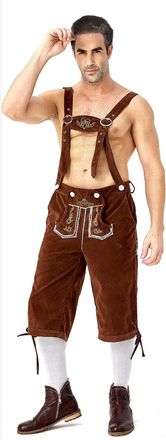 Generic Lederhosen Men Stag Do Outfit Oktoberfest Costume Men Mens Traditional German Bavarian Dungarees Suspender Embroidered Trousers Jumpsuit Playsuit Fanc