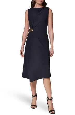 DKNY Hardware Waist Midi Dress in Black at Nordstrom, Size 10