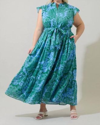 Sugarlips Womens Tressa Floral Riah Button Down Maxi Dress In Kelly Blue Multi