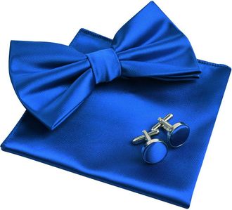 Alizeal Mens Tuxedo Bow Tie, Hanky and Cufflinks Set (Royal Blue)(Size: One Size)