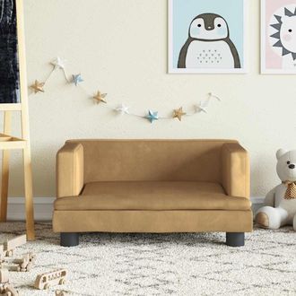vidaXL Sof&aacute; Para Ni&ntilde;os De Terciopelo Marr&oacute;n 60x40x30 Cm Vidaxl