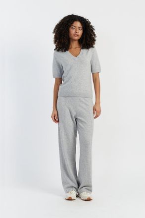 Chinti and Parker Wool Cashmere Wide Leg Track Pants in Light Grey at Nordstrom, Size X-Large