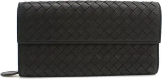Bottega Veneta Black Leather Long Wallet (Bi-Fold) (Pre-Owned)