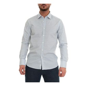 Canali Dress Neck Italia Shirt - Heren - Casual Overhemden - Blauw - 2XL - Katoen - Overhemden