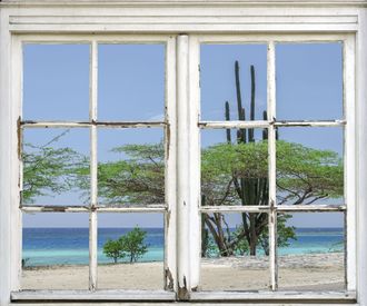 Queence Wandsticker »Strand« Wandsticker, Wandbild, selbstklebend, 3D, Fenster