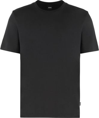 HUGO BOSS Hugo, T-Shirts, male, Black, Size: XL Ribbed crew-neck T-shirt blend