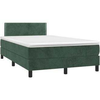 vidaXL Vidaxl - Cama Box Spring Colch&oacute;n Y Led Terciopelo Verde Oscuro 120x200cm