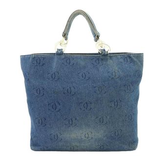Chanel Blue Denim Handbag Tote Bag (Pre-Owned)