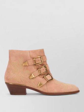 Chlo&eacute; suede studded ankle boots