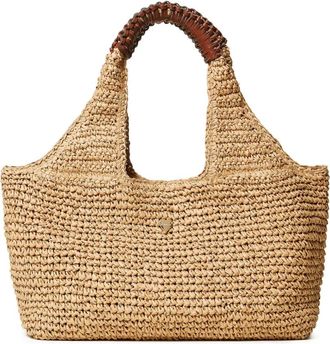 Twin-Set woven-effect logo-plaque shoulder bag - women - Straw/Polyester/Cotton/Polyurethane - OS - Neutrals