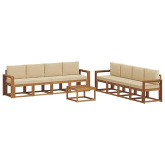 vidaXL Conjunto De Sof&aacute;s De Exterior Con Coj&iacute;n 9 Pcs Natural Y Beige Vidaxl