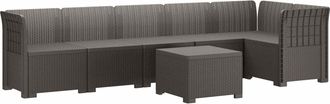vidaXL Sof&aacute; De Jard&iacute;n Para 6 Personas Estilo Rattan Pp Gris Claro Vidaxl