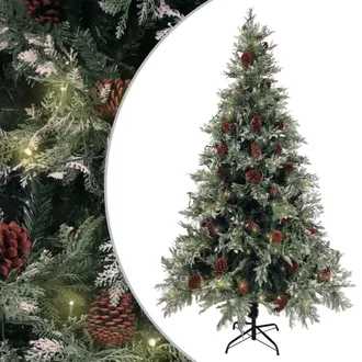 vidaXL &Aacute;rbol De Navidad Con Luces Y Pi&ntilde;as Pvc Pe Verde Y Blanco 195 Cm Vidaxl