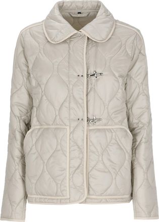 Fay Beige Quilted Hook-Fastening Jacket