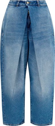 Balmain Womens Barrel Denim Jeans Blue Cotton