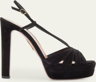 Aquazzura 130mm Aimee Suede Platform Sandals