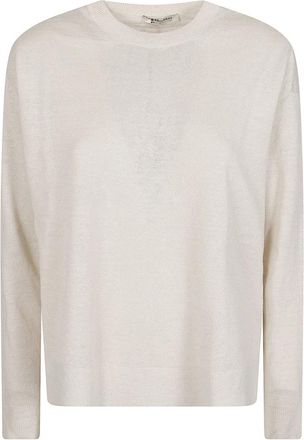 Max Mara Trui met zijsplit - Dames - Ronde hals truien - Wit - M - Truien & Vesten