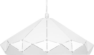 Beliani L&aacute;mpara De Techo De Metal Blanco 112 Cm Pantalla Geom&eacute;trica Soldada Industrial Nevola