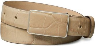 Tory Burch Croc Embossed Leather Plate Belt in Light Hickory at Nordstrom, Size X-Small