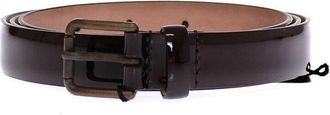 Dolce & Gabbana Womens Brown Leather Logo Belt Cintura - Size 90 cm
