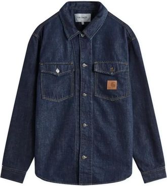 Carhartt Work in Progress Diepblauwe Denim Overhemdjasje - Heren - Spijkeroverhemden - Blauw - L - Denim - Overhemden