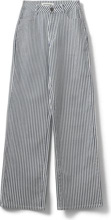 Sofie Schnoor Blauw Gestreepte Wijde Spijkerbroek - Dames - Wijde Broeken - Blauw - 2XS - Broeken