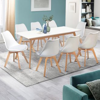 IDMarket Inga Mesa Extensible Escandinava Para 6-10 Personas, Blanca 160-200 Cm