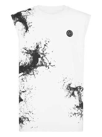 Plein Sport splash tank top - White