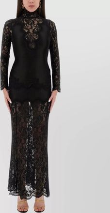 Paco Rabanne sheer lace detailing high neckline dress