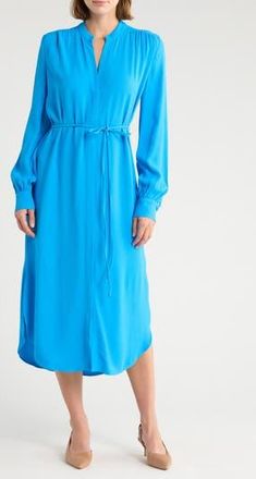 BOSS Dibanorah Long Sleeve Midi Dress in Bright Blue at Nordstrom Rack, Size 2