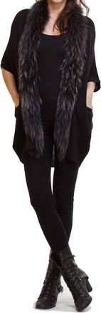 Love Token Fur Trim Cardigan In Black