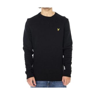 Lyle & Scott Round-neck Knitwear, male, Black, Size: XL Brushed Back Crew Neck Sweatshirt