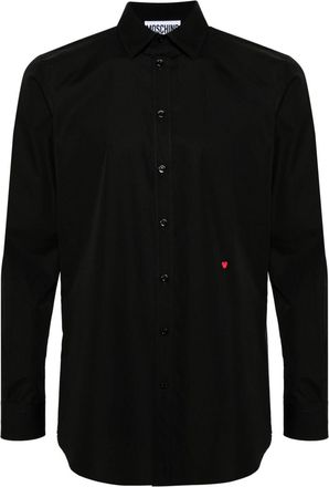 Moschino heart-embroidered poplin shirt - men - Cotton - 39 - Black